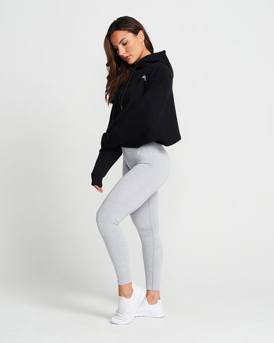 Classic Crop Zip Hoodie | Black