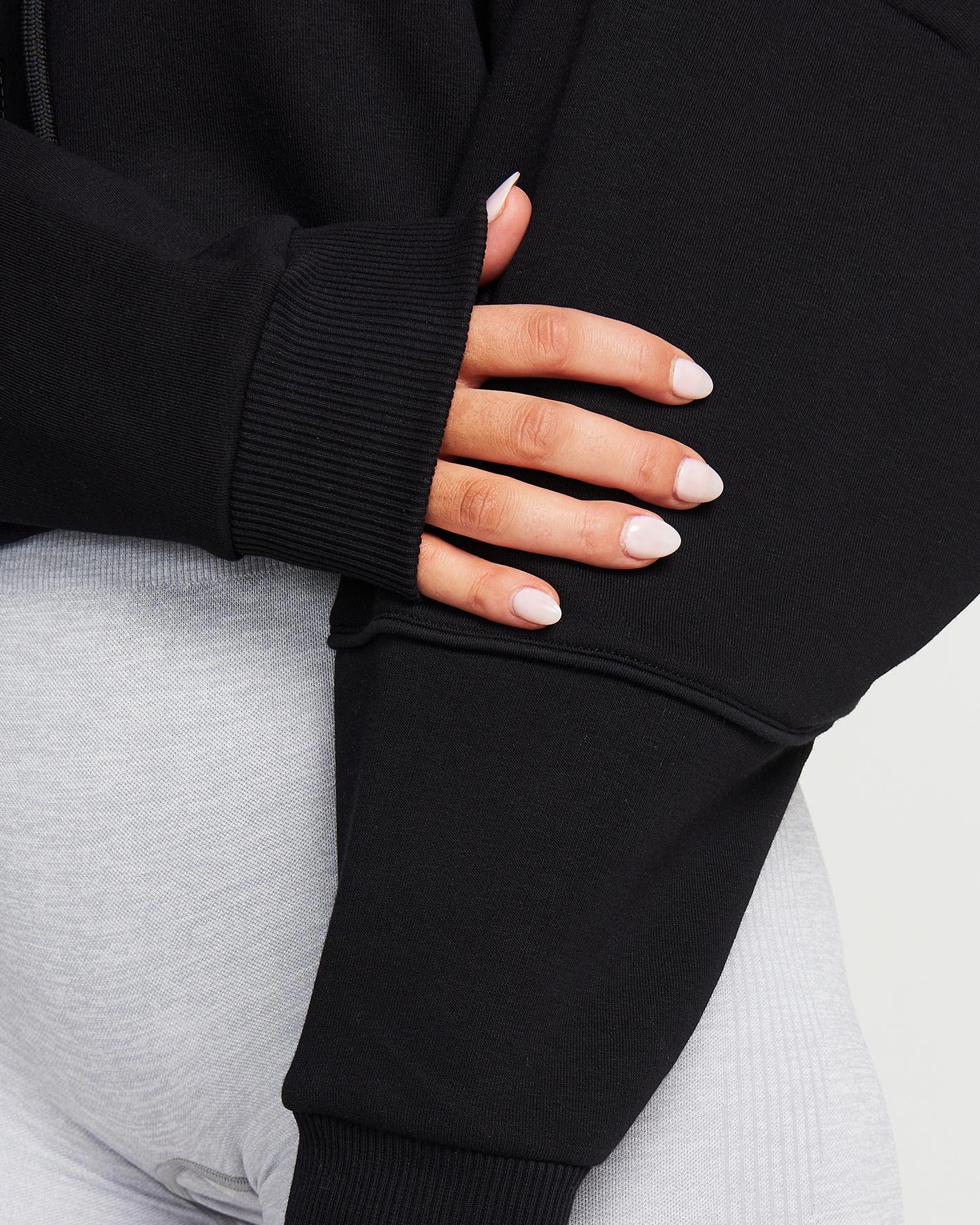Classic Crop Zip Hoodie | Black