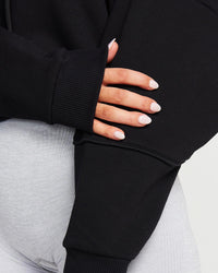 Classic Crop Zip Hoodie | Black