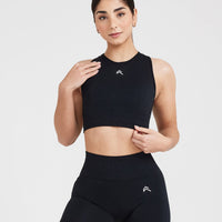 Classic Seamless 2.0 Crop Top | Black Marl