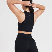 Classic Seamless 2.0 Crop Top | Black Marl
