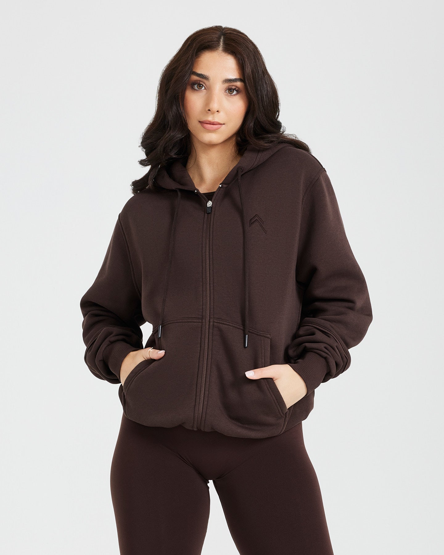 Classic Lounge Oversized Zip Through Hoodie | 70% Cocoa
