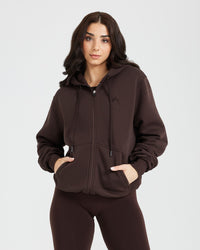 Classic Lounge Oversized Zip Through Hoodie | 70% Cocoa