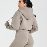 Classic Lounge Cropped Zip Through Hoodie | Minky