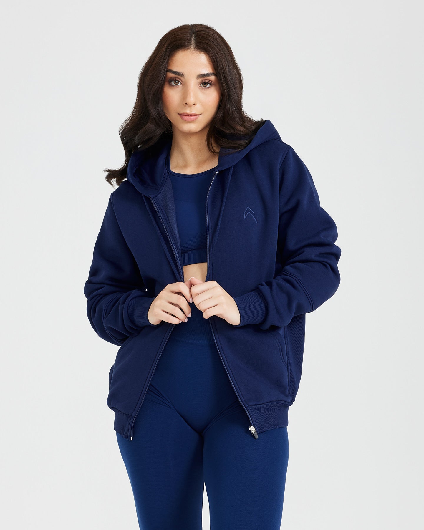Classic Lounge Oversized Zip Through Hoodie | Midnight
