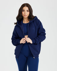 Classic Lounge Oversized Zip Through Hoodie | Midnight