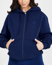 Classic Lounge Oversized Zip Through Hoodie | Midnight