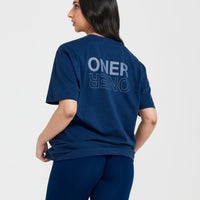 Classic Mirror Graphic Oversized T-Shirt | Washed Midnight