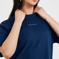 Classic Mirror Graphic Oversized T-Shirt | Washed Midnight