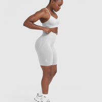 Effortless Seamless Cycling Shorts with White Logo | Grey Marl