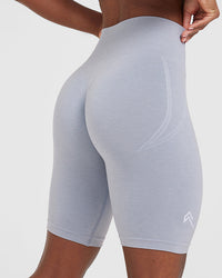 Effortless Seamless Cycling Shorts with White Logo | Metal Grey