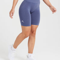 Effortless Seamless Cycling Shorts with White Logo | Slate Blue