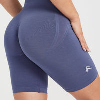 Effortless Seamless Cycling Shorts with White Logo | Slate Blue