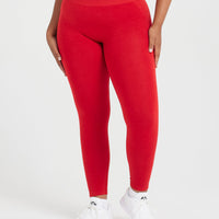 Effortless Seamless Leggings with White Logo | Spicy Red