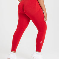 Effortless Seamless Leggings with White Logo | Spicy Red
