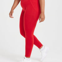Effortless Seamless Leggings with White Logo | Spicy Red