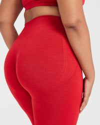Effortless Seamless Leggings with White Logo | Spicy Red