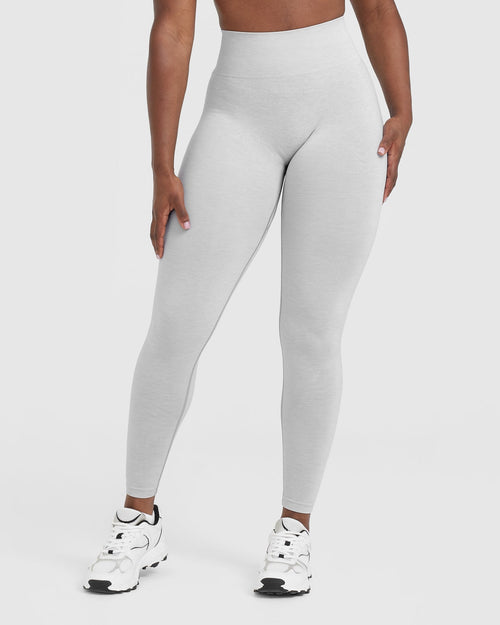 Oner Modal Effortless Seamless Leggings with White Logo | Grey Marl