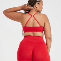 Effortless Micro Bralette with White Logo | Spicy Red