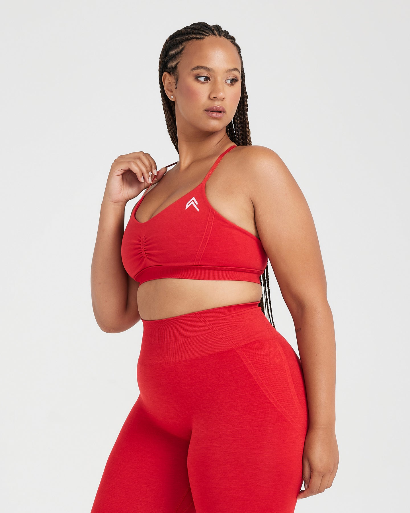 Effortless Micro Bralette with White Logo | Spicy Red