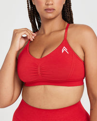 Effortless Micro Bralette with White Logo | Spicy Red