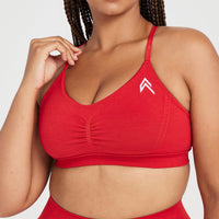 Effortless Micro Bralette with White Logo | Spicy Red