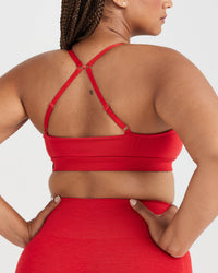 Effortless Micro Bralette with White Logo | Spicy Red