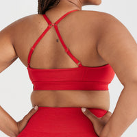 Effortless Micro Bralette with White Logo | Spicy Red