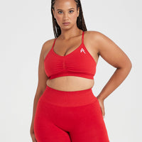 Effortless Micro Bralette with White Logo | Spicy Red