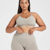Effortless Micro Bralette with White Logo | Warm Sand