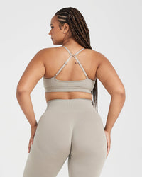 Effortless Micro Bralette with White Logo | Warm Sand