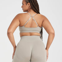 Effortless Micro Bralette with White Logo | Warm Sand