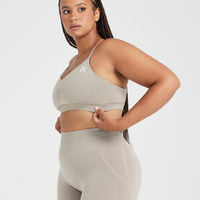 Effortless Micro Bralette with White Logo | Warm Sand