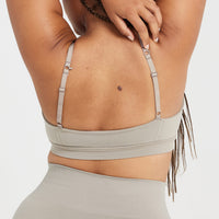 Effortless Micro Bralette with White Logo | Warm Sand
