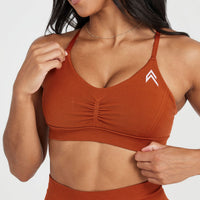 Effortless Micro Bralette with White Logo | Warm Copper