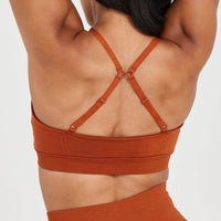 Effortless Micro Bralette with White Logo | Warm Copper