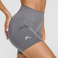 Effortless Seamless Shorts with White Logo | Ash Grey
