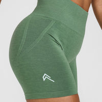 Effortless Seamless Shorts with White Logo | Forest Green