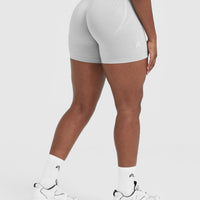 Effortless Seamless Shorts with White Logo | Grey Marl