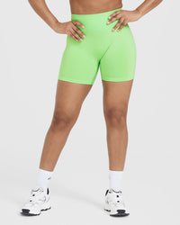 Effortless Seamless Shorts with White Logo | Apple Green