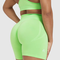 Effortless Seamless Shorts with White Logo | Apple Green