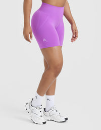 Effortless Seamless Shorts with White Logo | Grape Purple