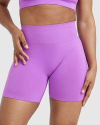 Effortless Seamless Shorts with White Logo | Grape Purple
