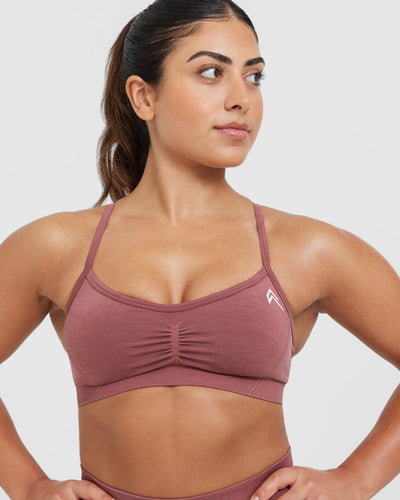 Effortless Strappy Bralette with White Logo | Berry