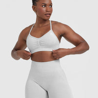 Effortless Strappy Bralette with White Logo | Grey Marl