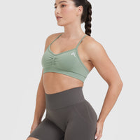 Effortless Strappy Bralette with White Logo | Sage