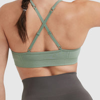 Effortless Strappy Bralette with White Logo | Sage