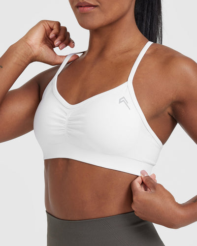 Effortless Strappy Bralette with White Logo | White