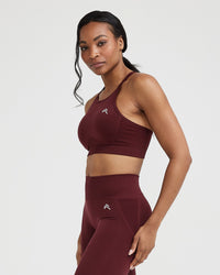 Effortless Seamless High Neck Bralette with White Logo | Rosewood