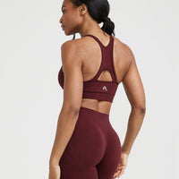 Effortless Seamless High Neck Bralette with White Logo | Rosewood